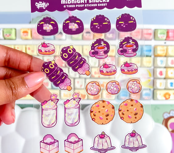 Midnight Snacks | Clear Sticker Sheet | Die-Cut Vinyl Decal