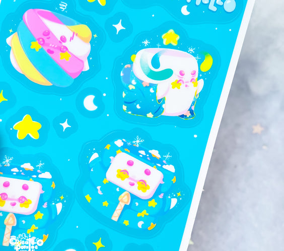 Mysterious Magic Marsh Mello Sticker Sheet | Kawaii Die-Cut Vinyl Decals