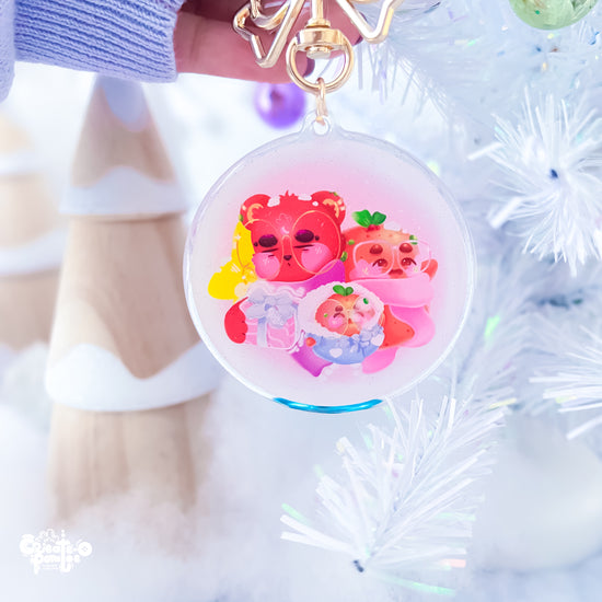 Happy Holidays Glitter Epoxy Acrylic Keychain | Kawaii Winter Office & Home Decor
