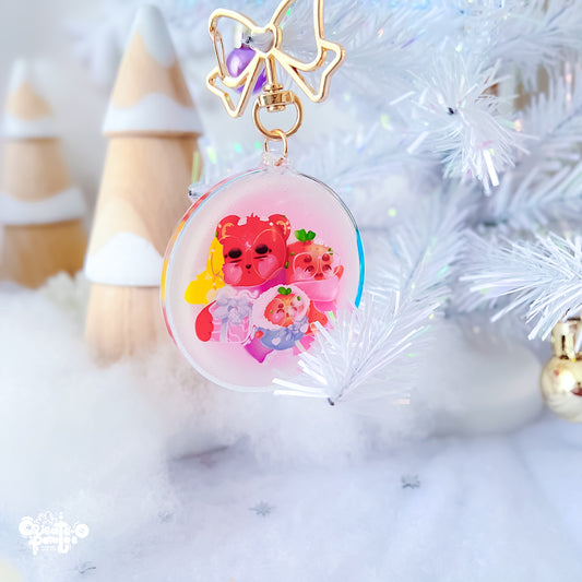 Happy Holidays Glitter Epoxy Acrylic Keychain | Kawaii Winter Office & Home Decor