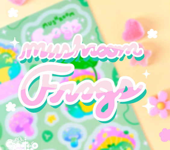 Mushroom Frogs Sticker Sheet | Kawaii Frog Stickers | Die-Cut Vinyl Decal