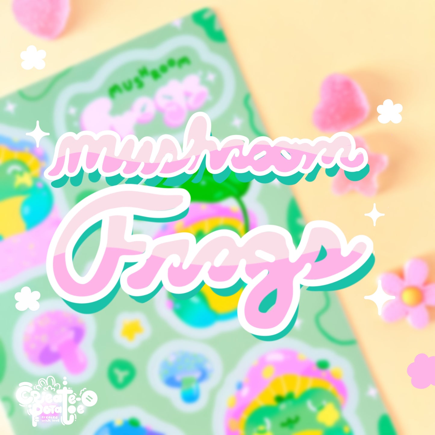 Mushroom Frogs Sticker Sheet | Kawaii Frog Stickers | Die-Cut Vinyl Decal