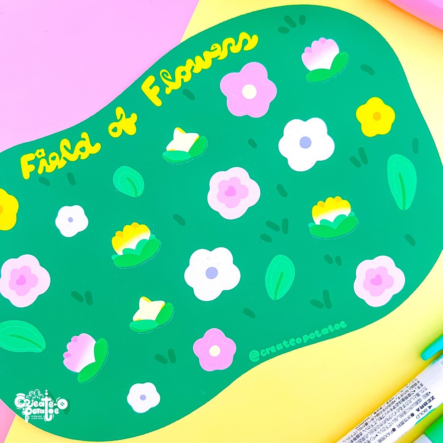 Field of Flowers Stationary Stickersheet | Matte Die-Cut Vinyl Decal