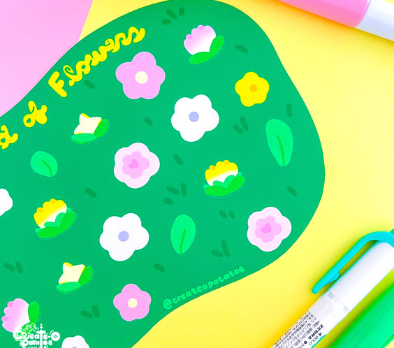Field of Flowers Stationary Stickersheet | Matte Die-Cut Vinyl Decal