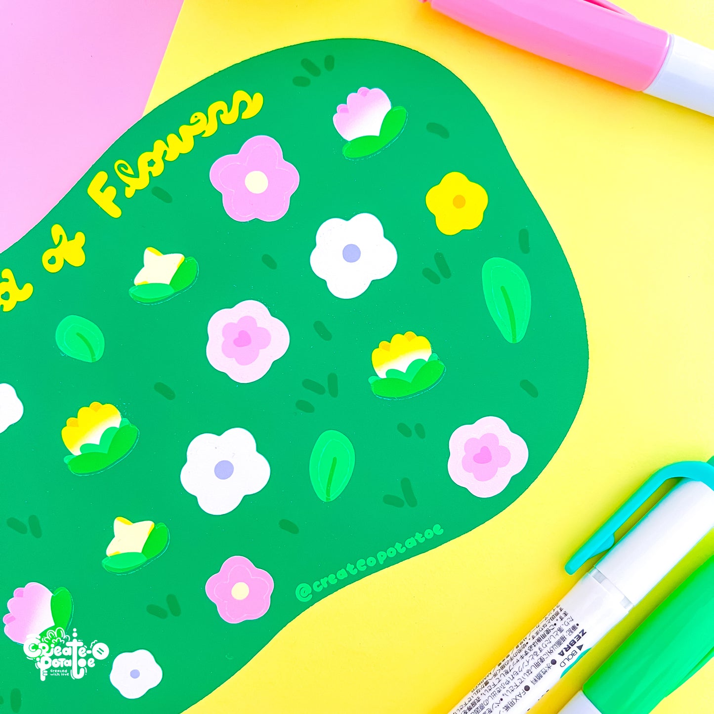 Field of Flowers Stationary Stickersheet | Matte Die-Cut Vinyl Decal