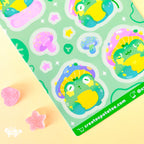 Mushroom Frogs Sticker Sheet | Kawaii Frog Stickers | Die-Cut Vinyl Decal by Create-O Potatoe®