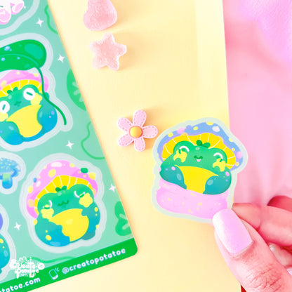 Mushroom Frogs Sticker Sheet | Kawaii Frog Stickers | Die-Cut Vinyl Decal