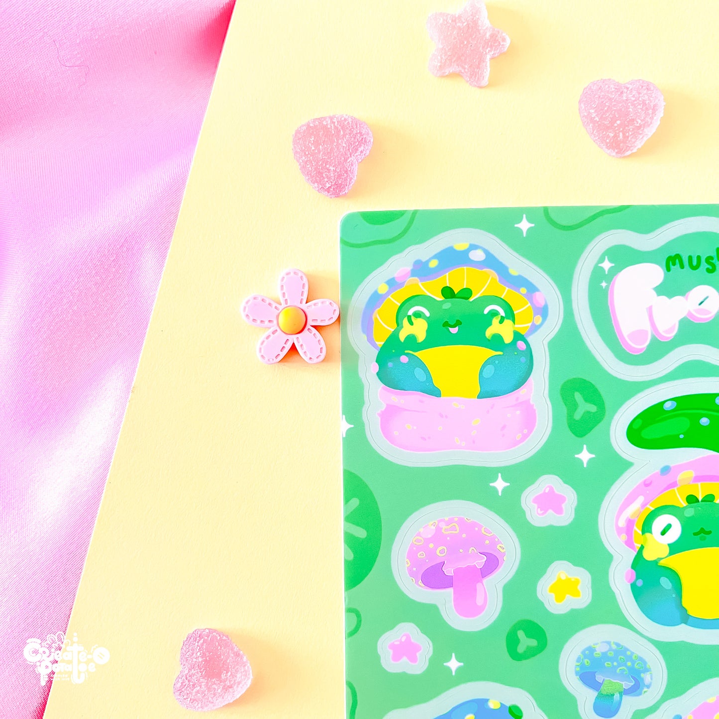 Mushroom Frogs Sticker Sheet | Kawaii Frog Stickers | Die-Cut Vinyl Decal