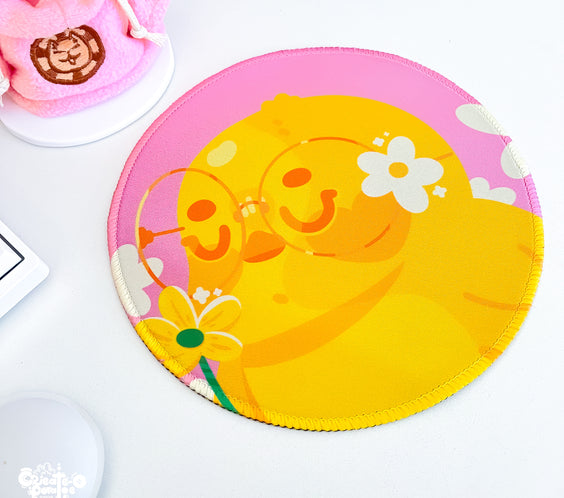 Sweet Flower Happy Ducks Mousepad | Kawaii Desktop, Office & Home Decor