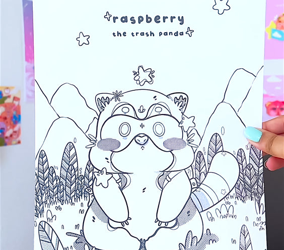 Raspberry the Trash Panda Coloring Pages | digital download & printable