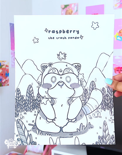 RASPBERRY THE TRASH PANDA | coloring pages, digital download