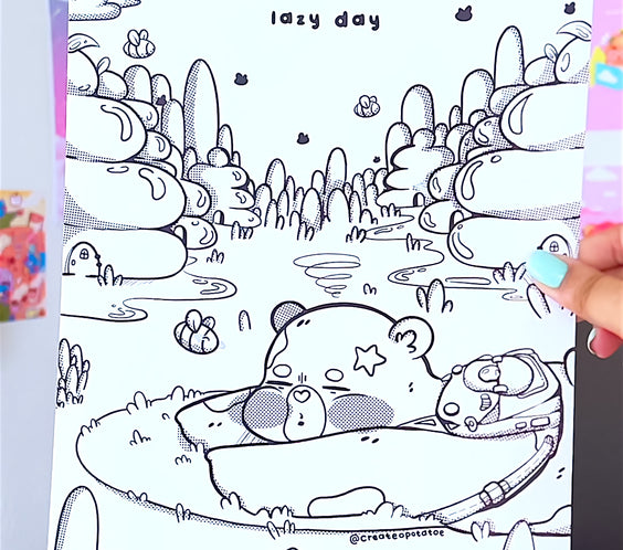 Lazy Day Coloring Pages | Printable & Digital Download
