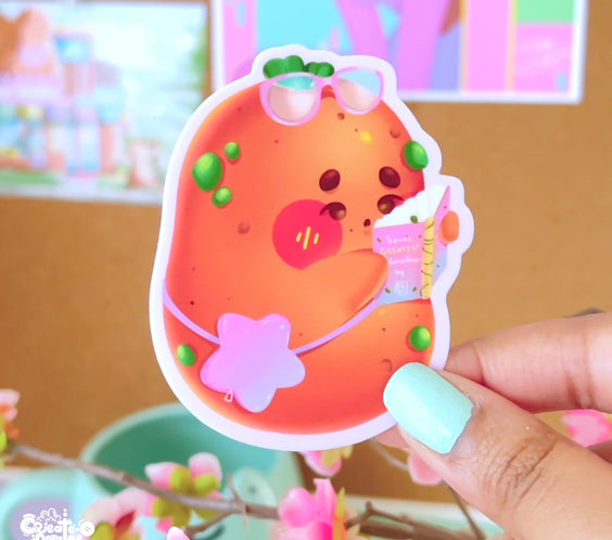 Bookworm Potatoe Sticker | Kawaii Die-Cut Vinyl Decal