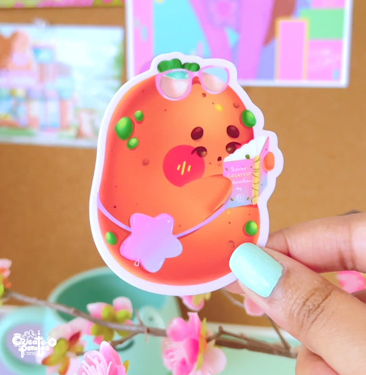 Bookworm Potatoe Sticker | Kawaii Die-Cut Vinyl Decal