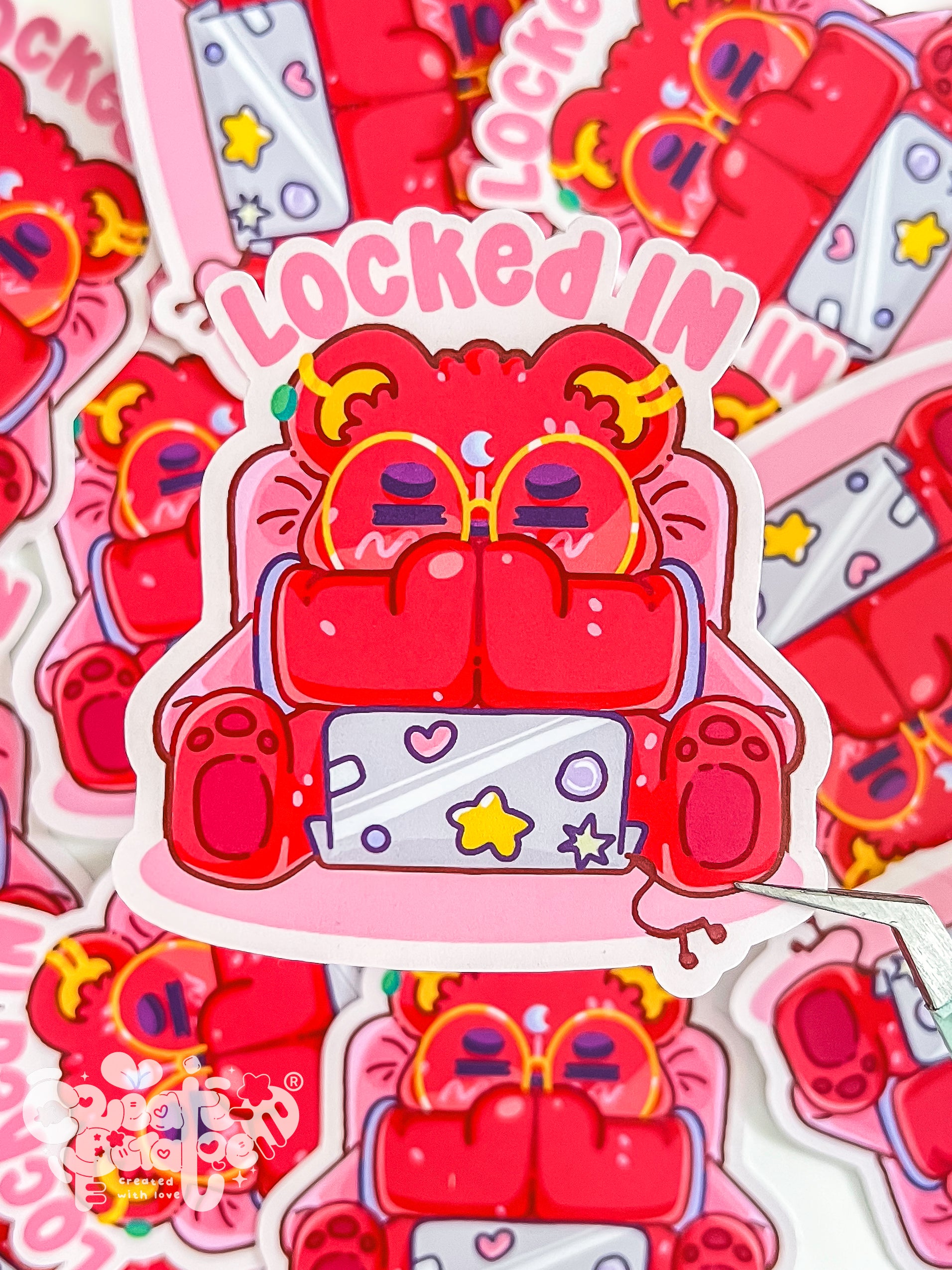 Lock In | Matte Die-Cut Vinyl Sarcastic Bear Sticker