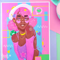 Bubbi Art Print | Kawaii Black Girl Portrait Illustration | Home Decor by Create-O Potatoe®