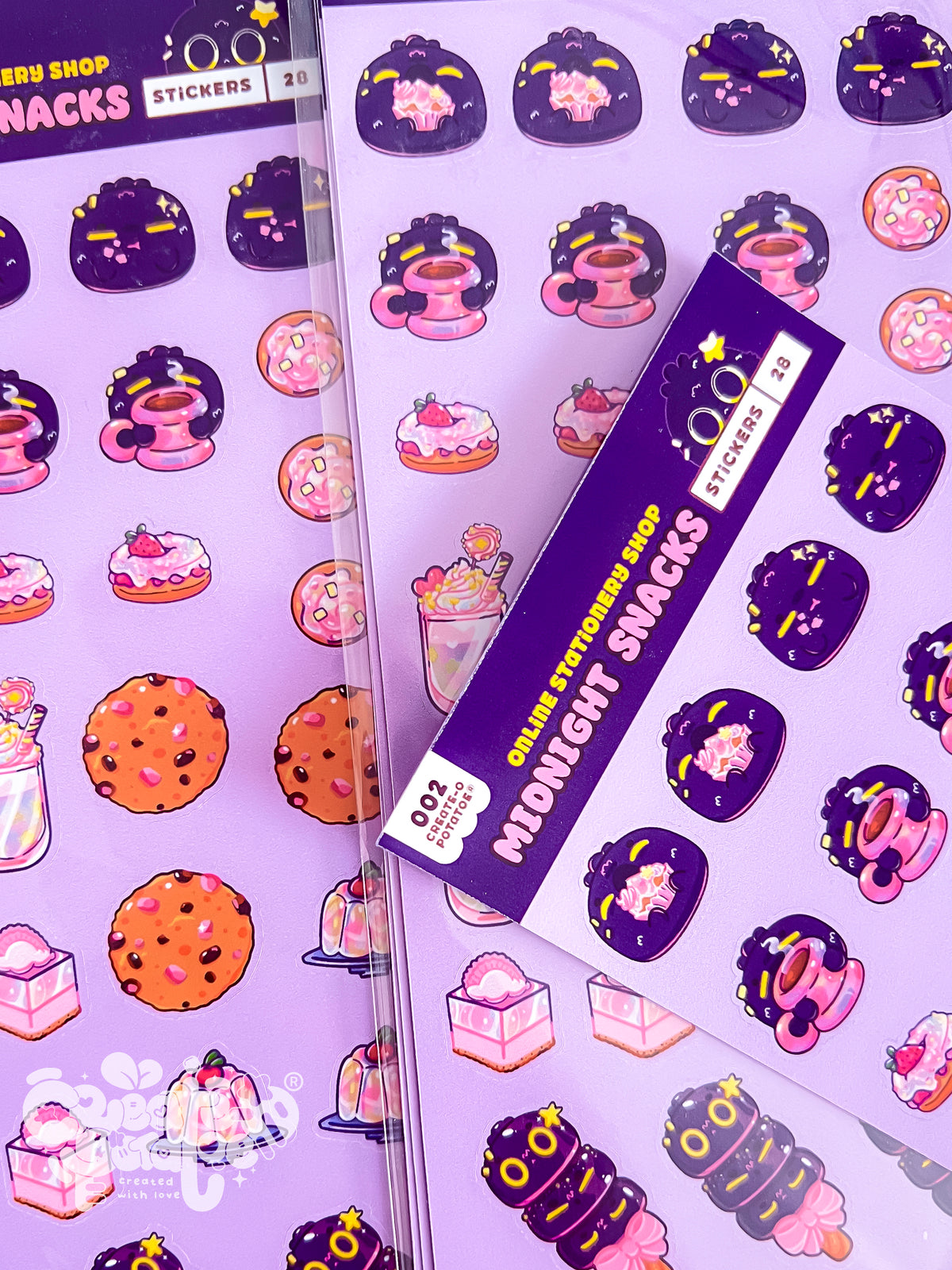 Midnight Snacks | Tired Poof™ Stationery Sticker Sheets
