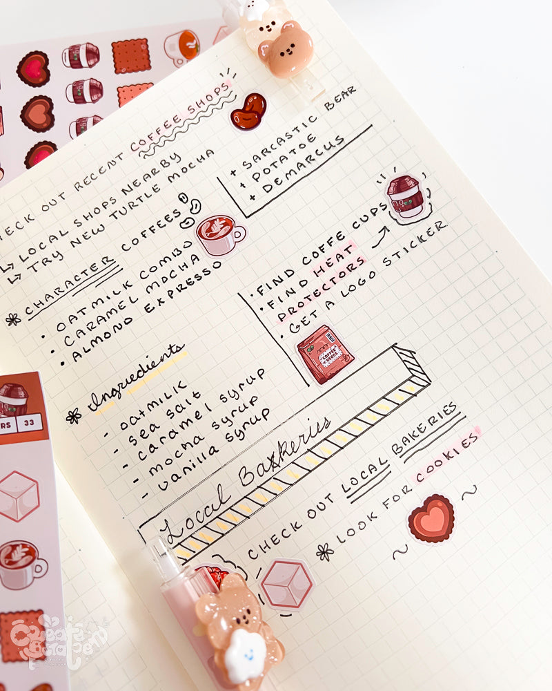Create-O Cafe | Cafe Themed Stationery Sticker Sheets
