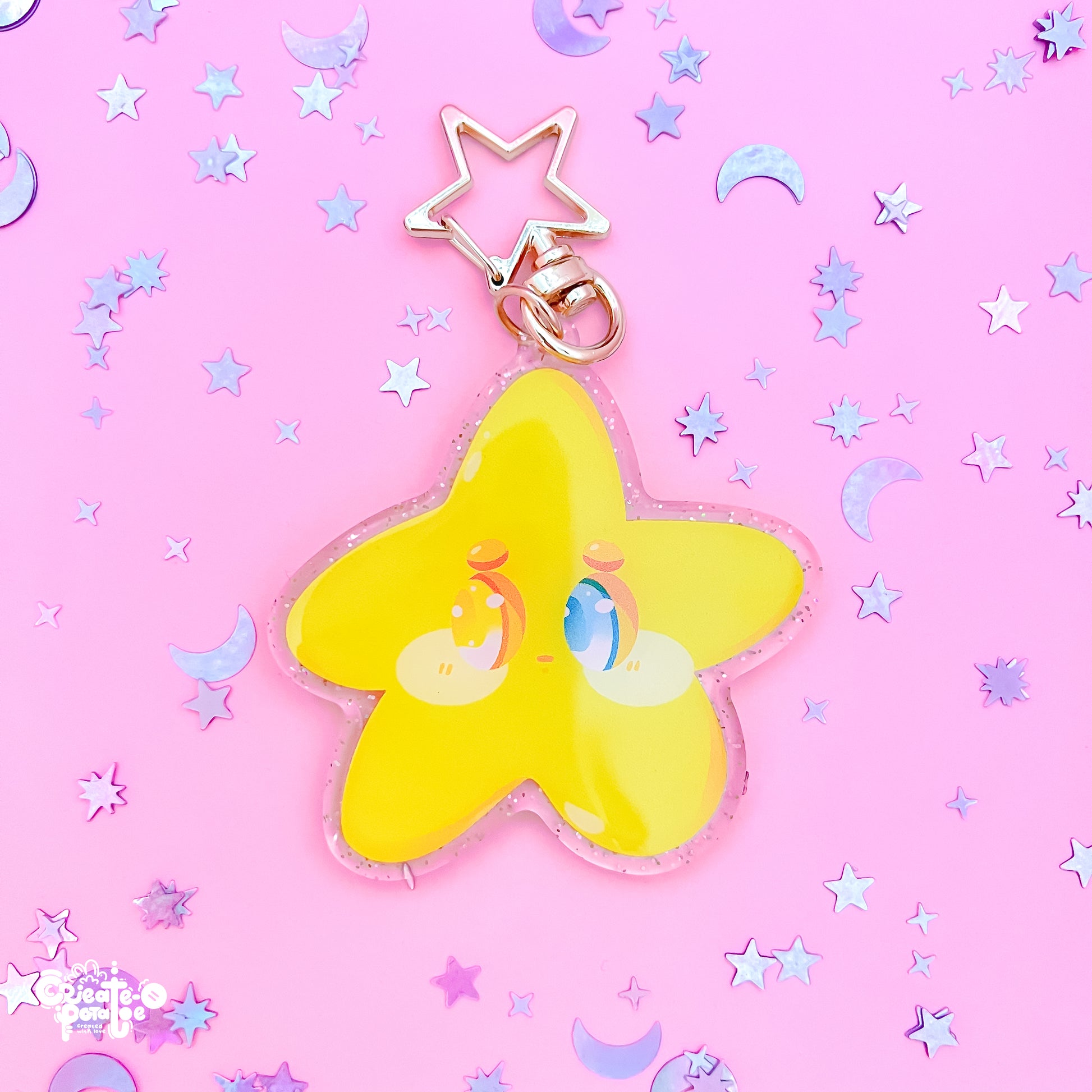 Shynie: the Introverted Star | Glitter Epoxy Acrylic Keychain