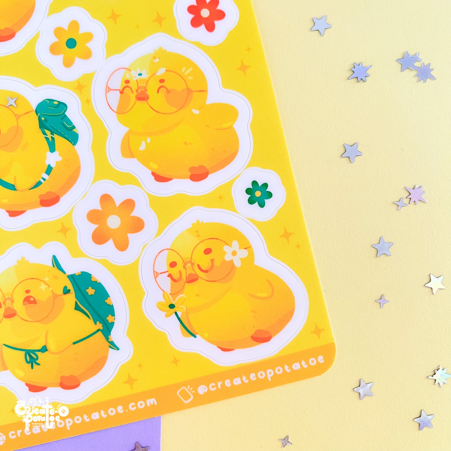Happy Ducks Sticker Sheet | Kawaii Ducks Die-Cut Vinyl Decal