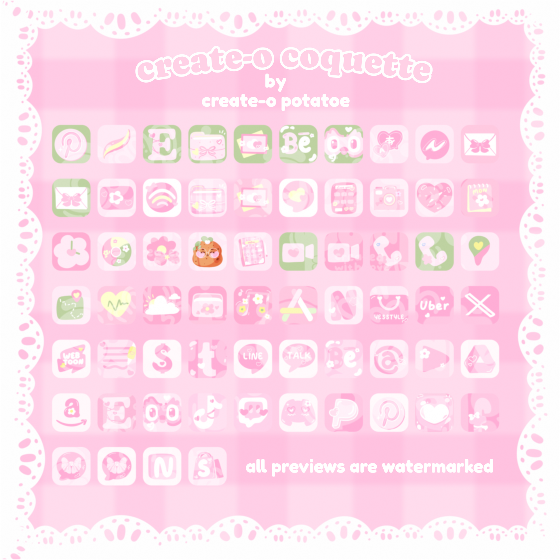 Create-O Coquette | iOS, iPadOS, & android theme | Digital Downloadable