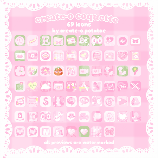 Create-O Coquette | Icons Only| iOS, iPadOS, & android theme | Digital Downloadable