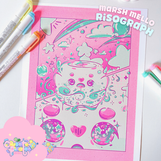Marsh Mello's Transformation| Risograph Print | Office Decor & Home Decor