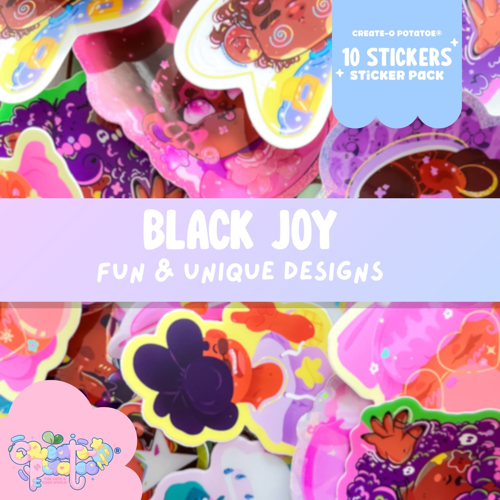 Black Joy Sticker Pack | Cute Vinyl Stickers With Various Finishes