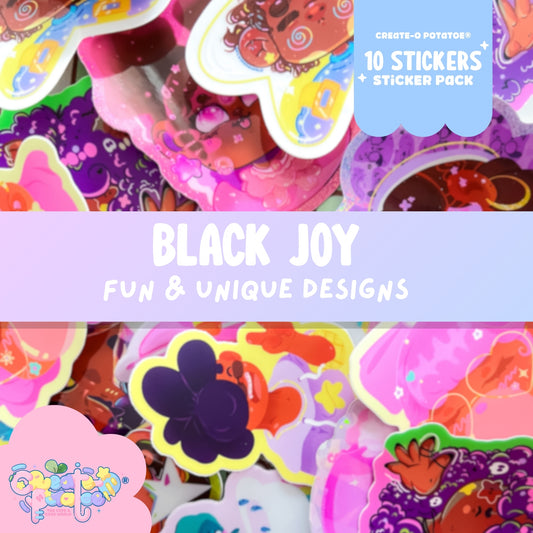 Black Joy Sticker Pack | Cute Vinyl Stickers With Various Finishes