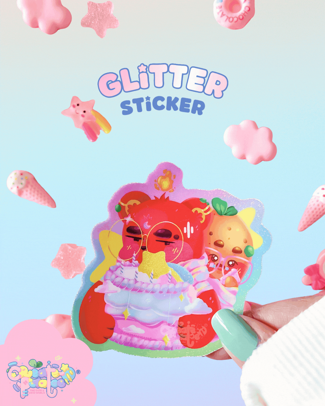 Happy Birthday Create-O | Glossy Glitter Vinyl Sticker
