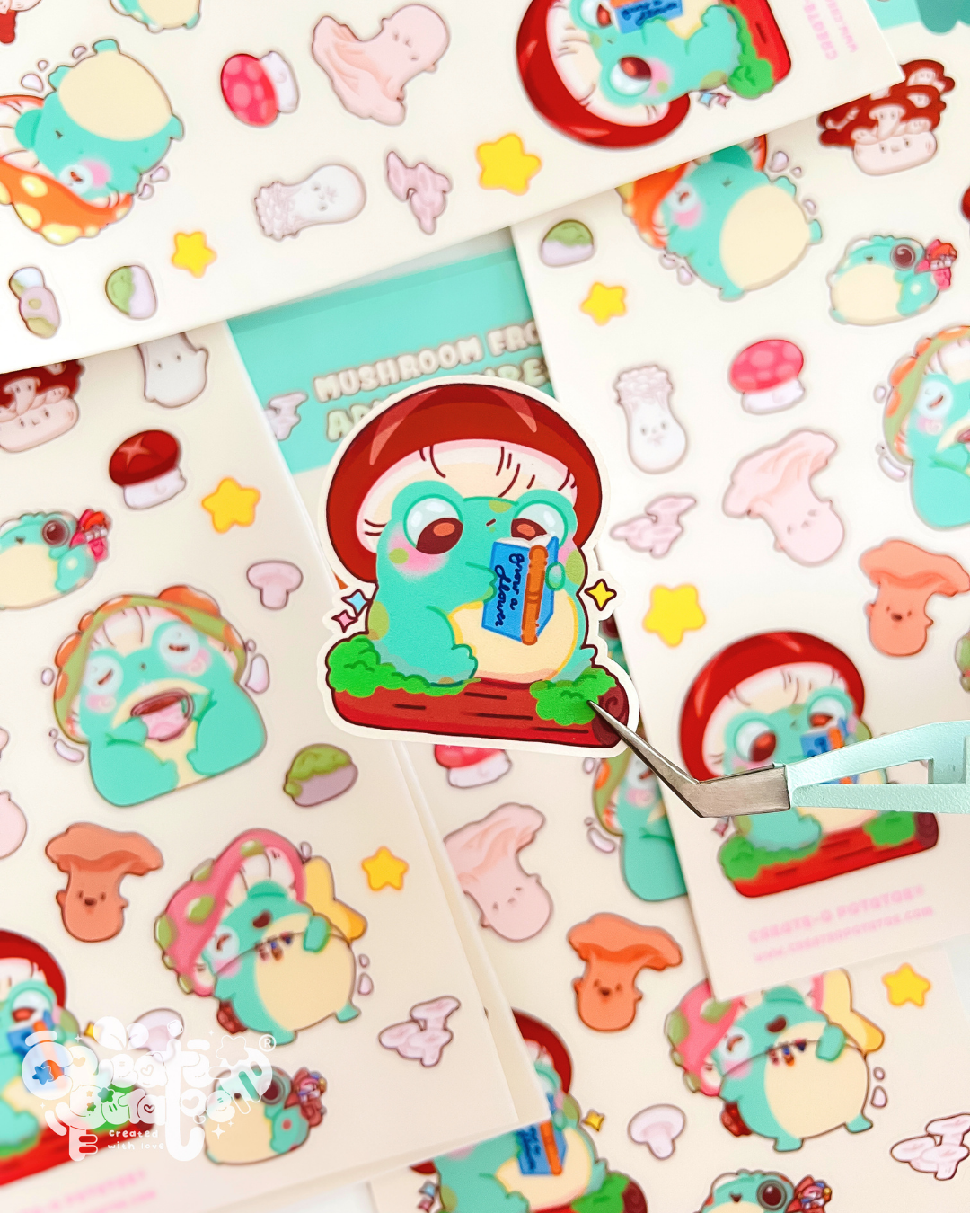 Mushroom Frog Adventures | 23 Stickers Kawaii Stickersheet Vinyl Decals