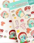 Mushroom Frog Adventures | 23 Stickers Kawaii Stickersheet Vinyl Decals