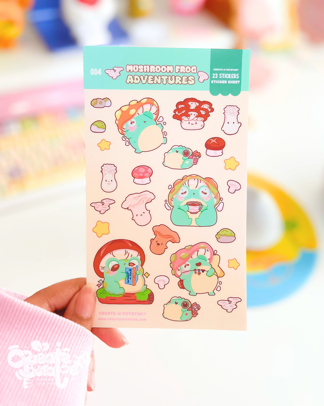 Mushroom Frog Adventures | 23 Stickers Kawaii Stickersheet Vinyl Decals