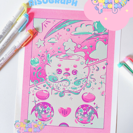 Marsh Mello's Transformation| Risograph Print | Office Decor & Home Decor