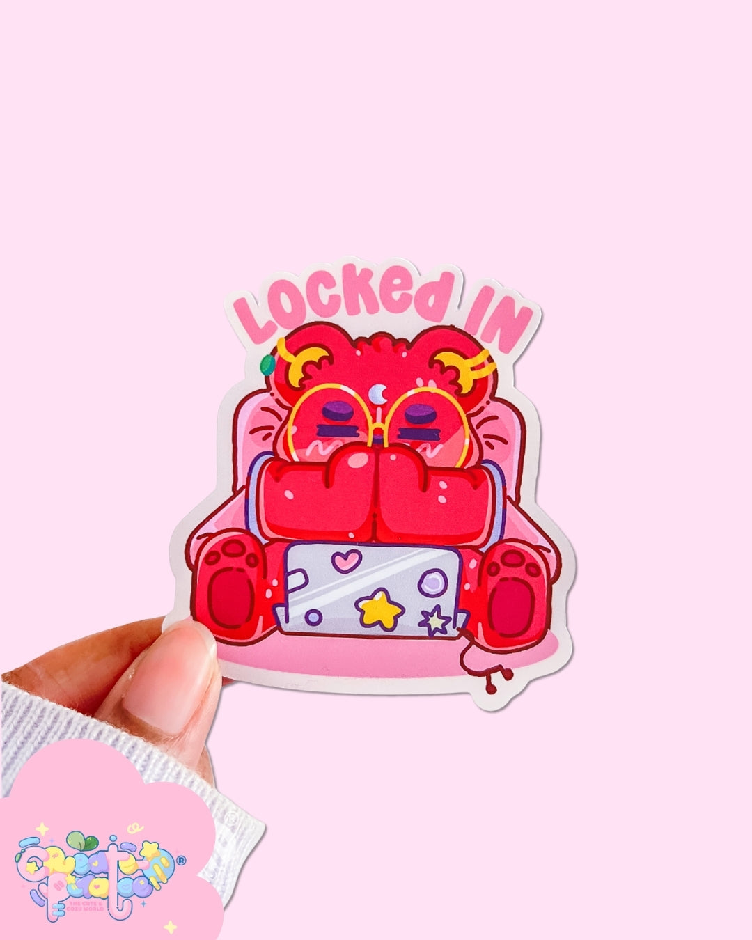 Locked In | Matte Die-Cut Vinyl Sarcastic Bear Sticker