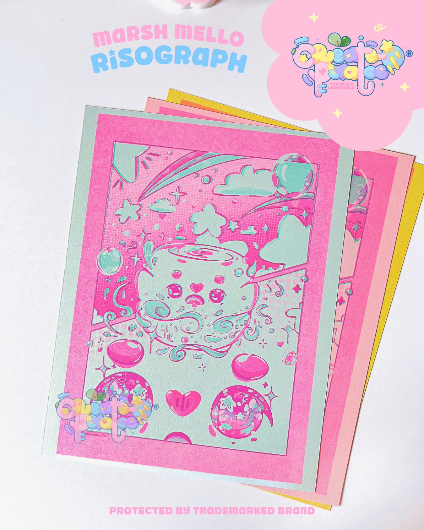 Marsh Mello's Transformation| Risograph Print | Office Decor & Home Decor