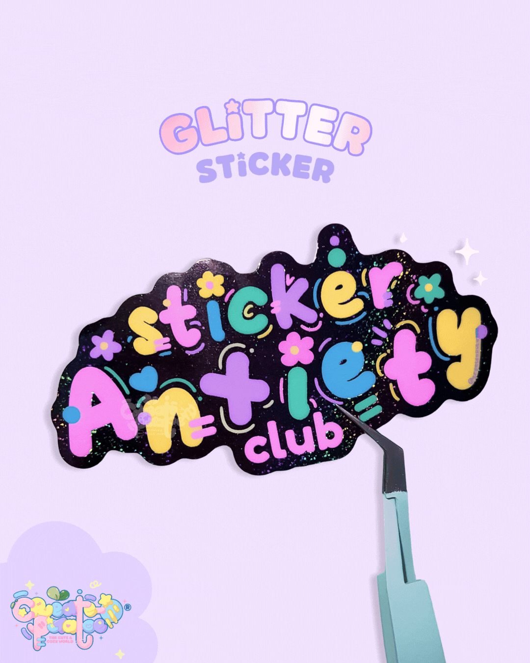 Sticker Anxiety Club | Glossy Glitter Vinyl Sticker