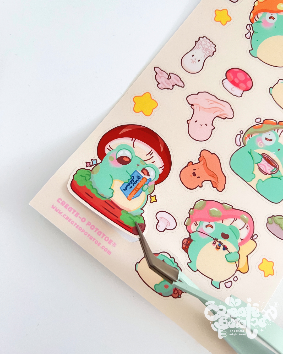 Mushroom Frog Adventures | 23 Stickers Kawaii Stickersheet Vinyl Decals