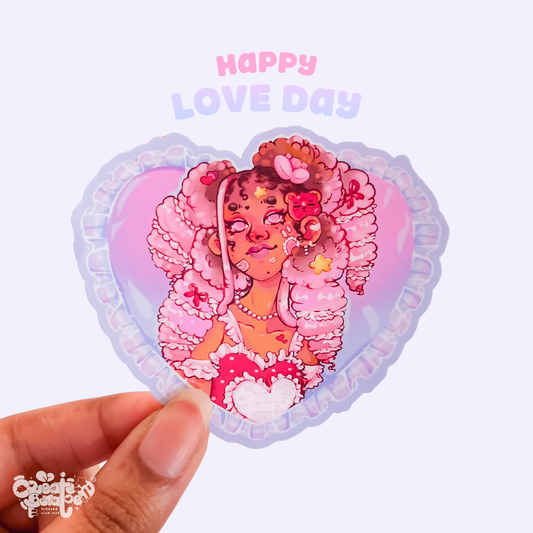 Happy Love Day |  Kawaii Valentine Theme Matte Die-Cut Sticker