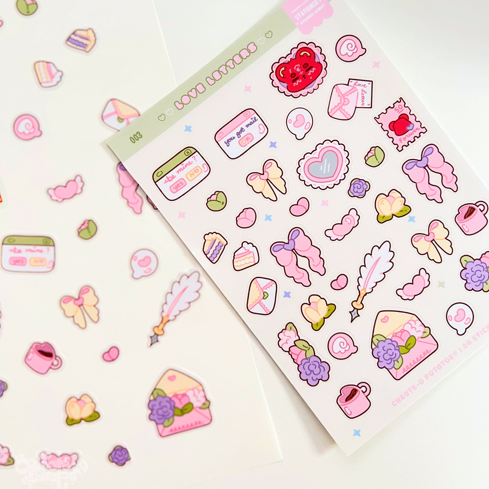 Love Letters | 34 Stickers Kawaii Stationery Stickersheet Vinyl Decals