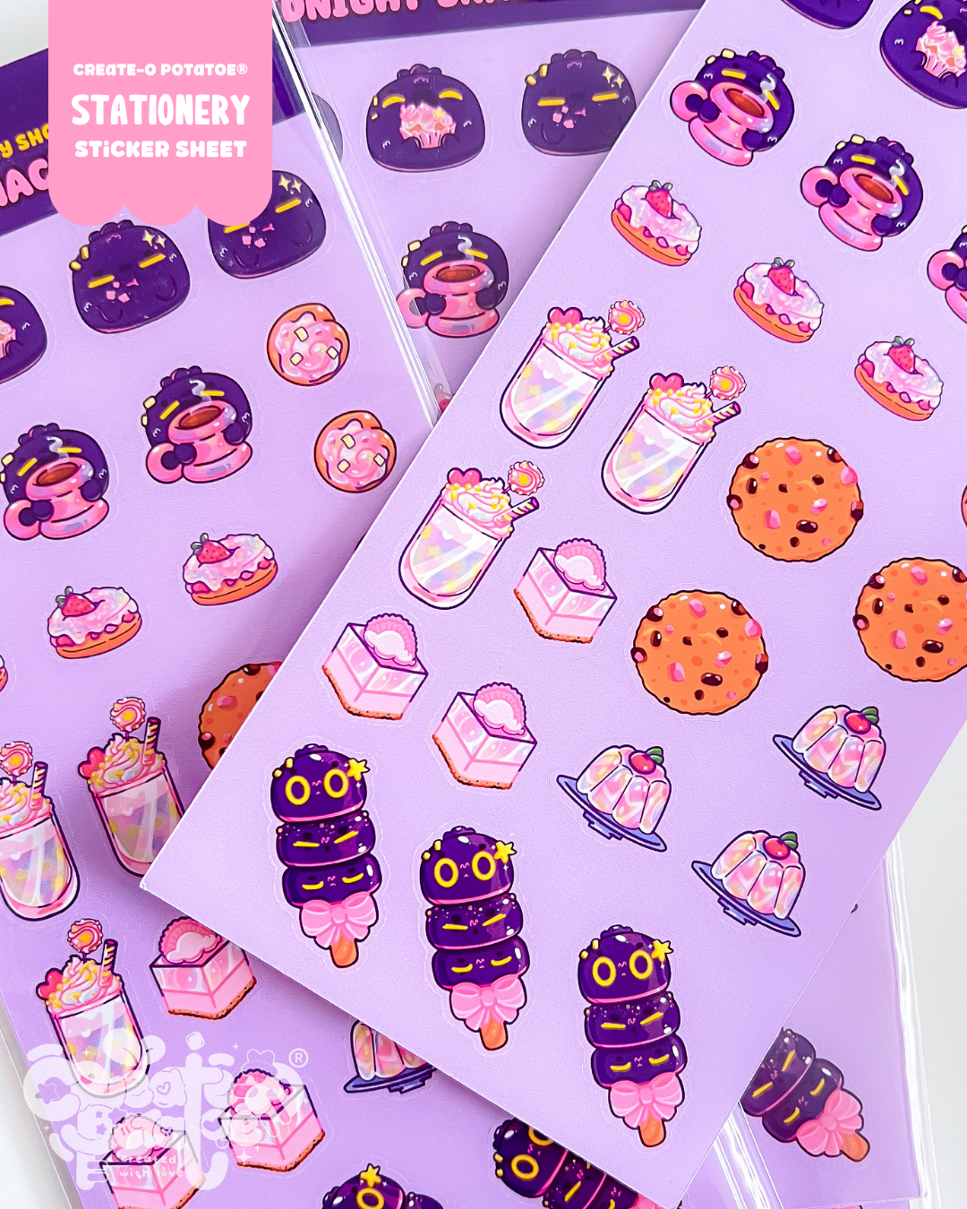 Midnight Snacks | 29 Tired Poof Stationery Sticker Sheets