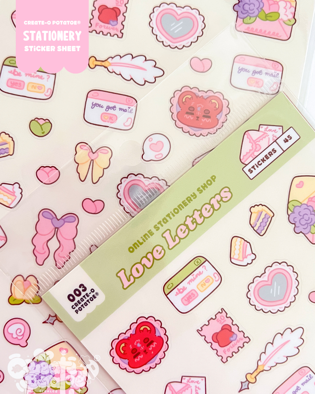 Love Letters | 45 Stickers Kawaii Stationery Stickersheet Vinyl Decals