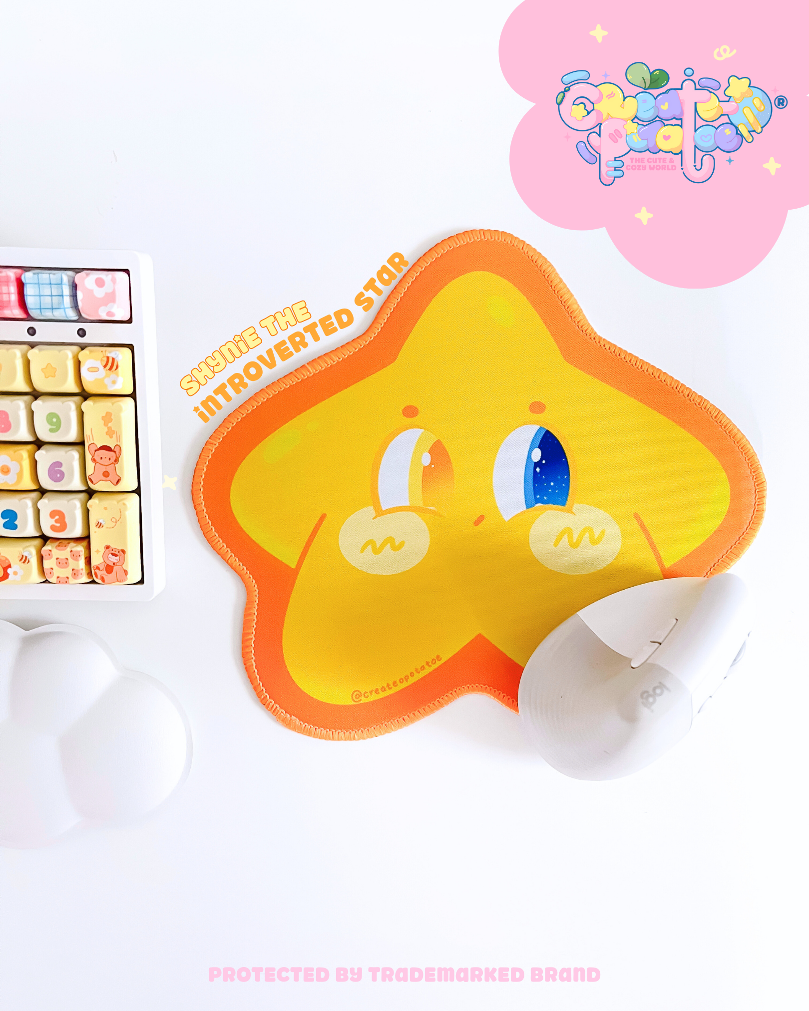 Shynie the Introverted Star Mousepad | Kawaii Desktop, Office & Home Decor