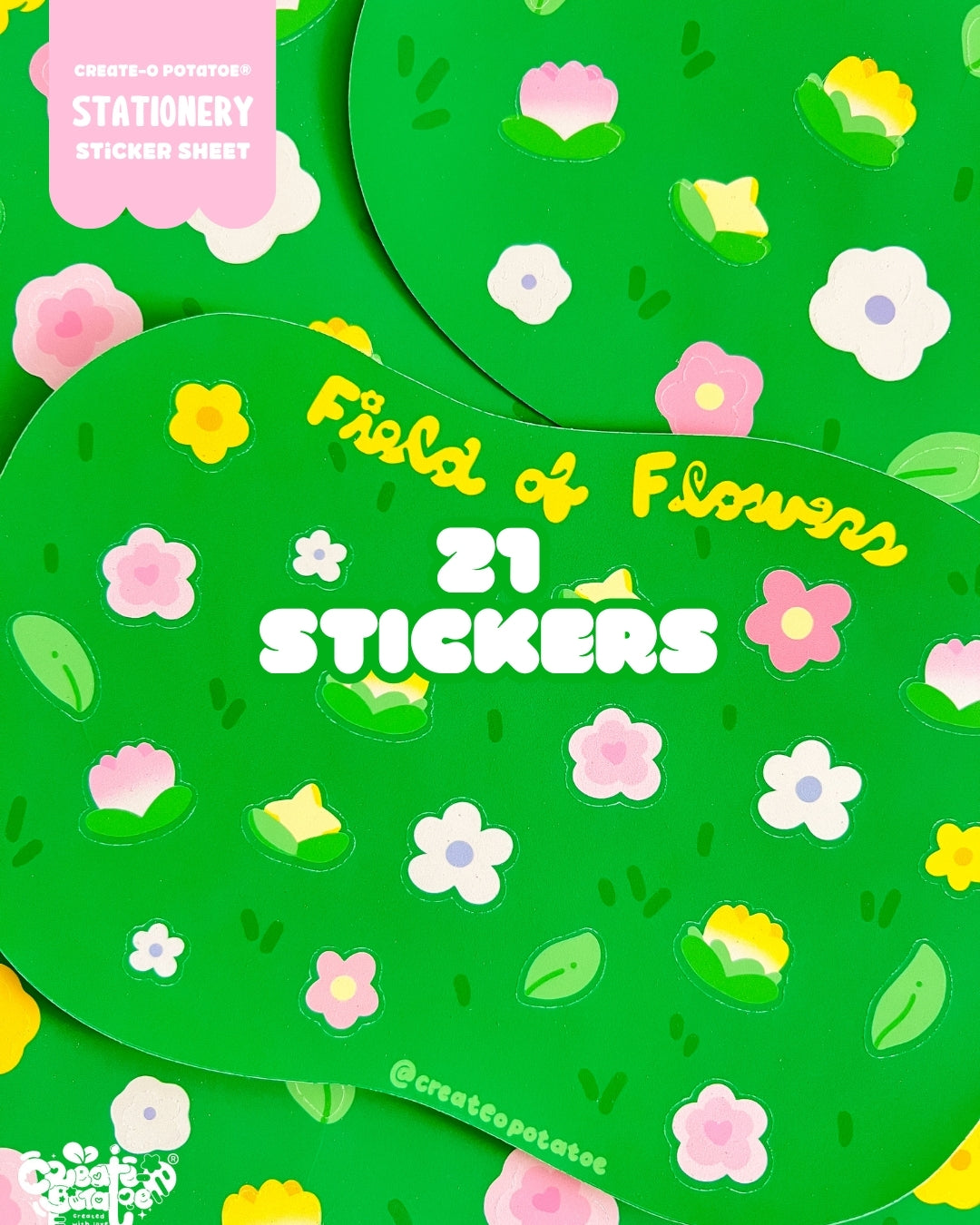 Field of Flowers Stationery Stickersheet | Matte Die-Cut Vinyl Decal