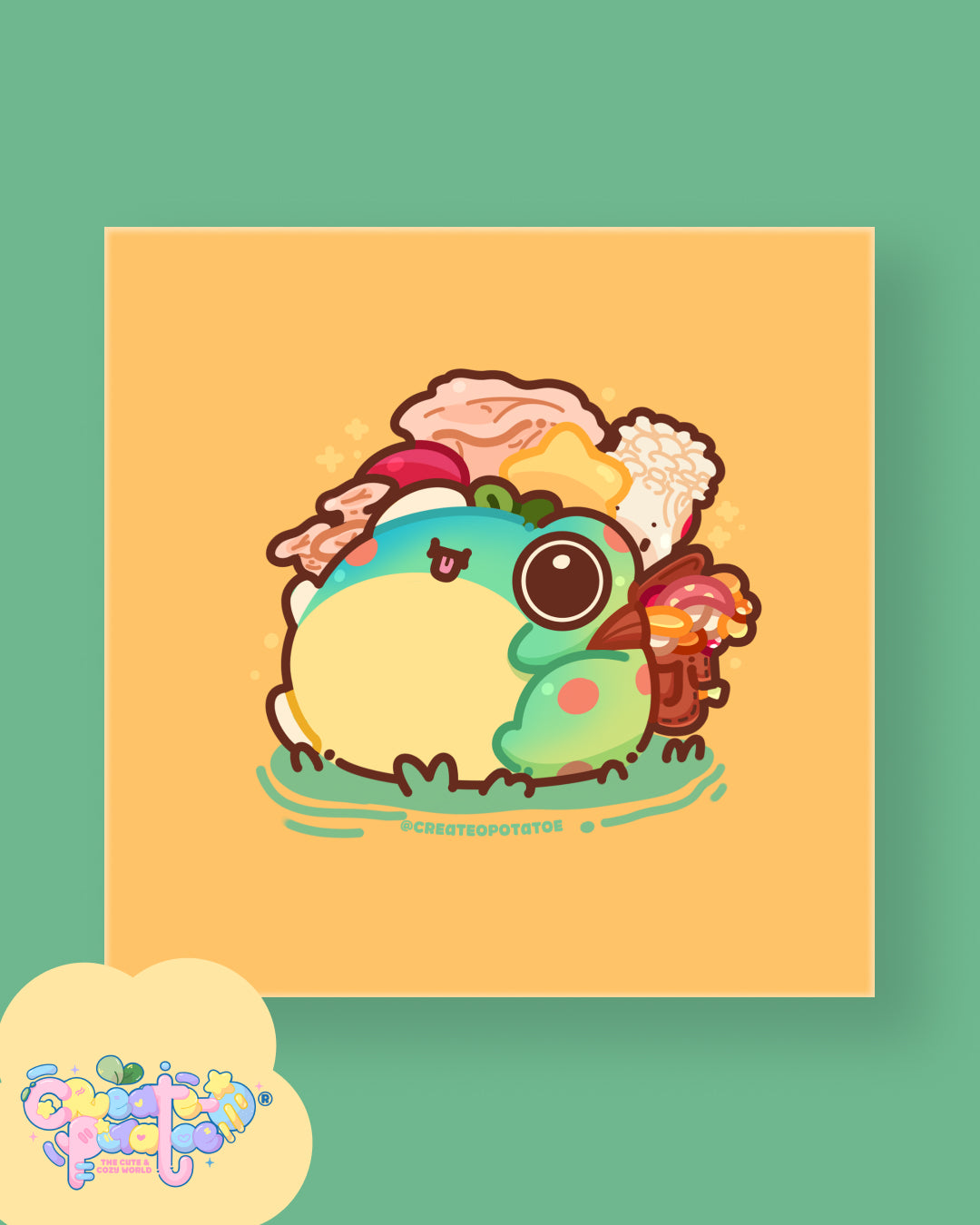 Mushroom Frogs | Satin Art Prints | Office & Home Decor