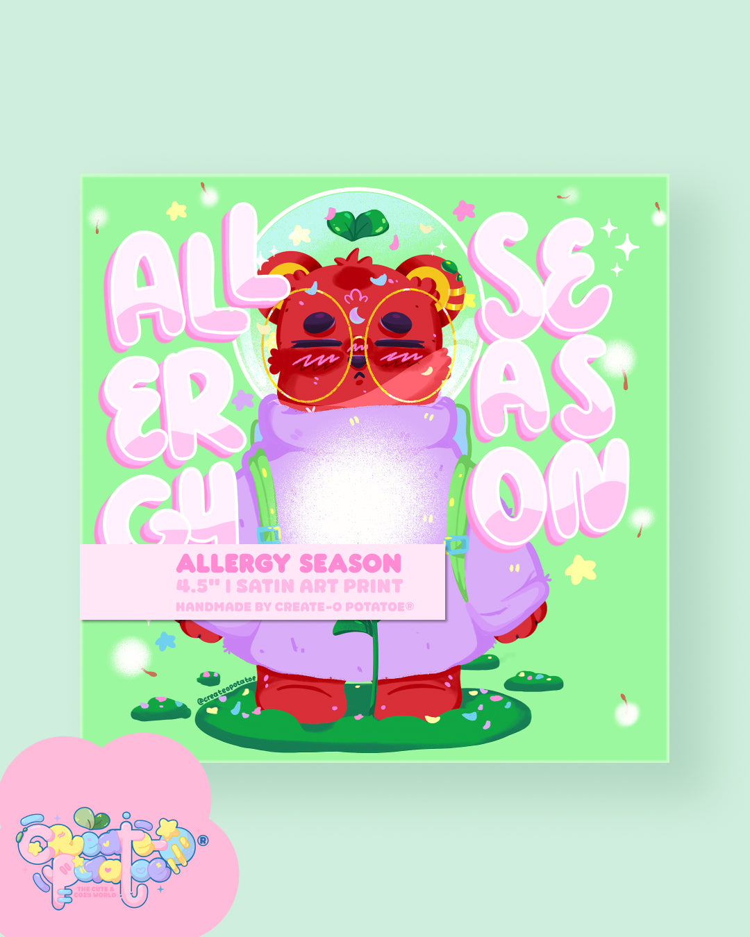 Allergy Season | Sarcastic Bear Satin Art Print | Office & Home Decor