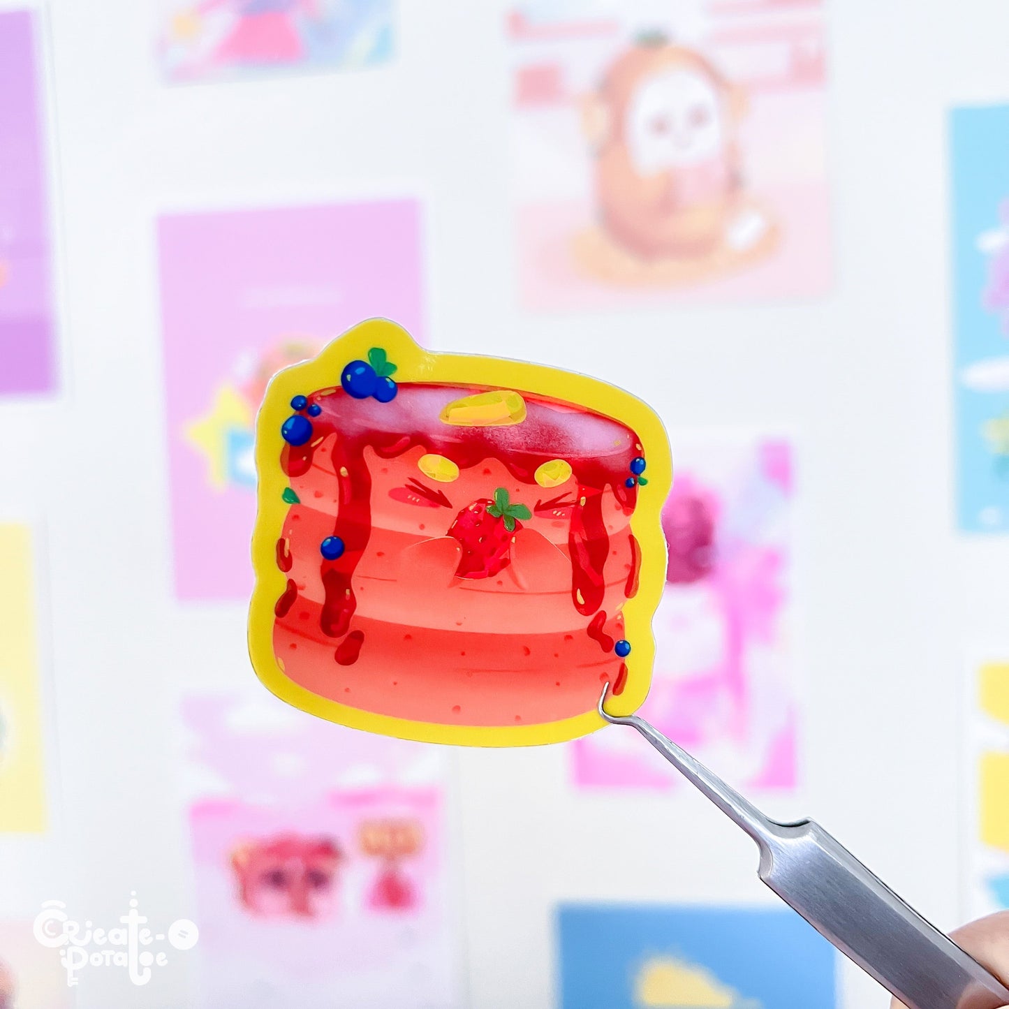 (seconds) I Just Wanted A Strawberry Prism Sticker | Kawaii Pancake Die-Cut Vinyl Decal