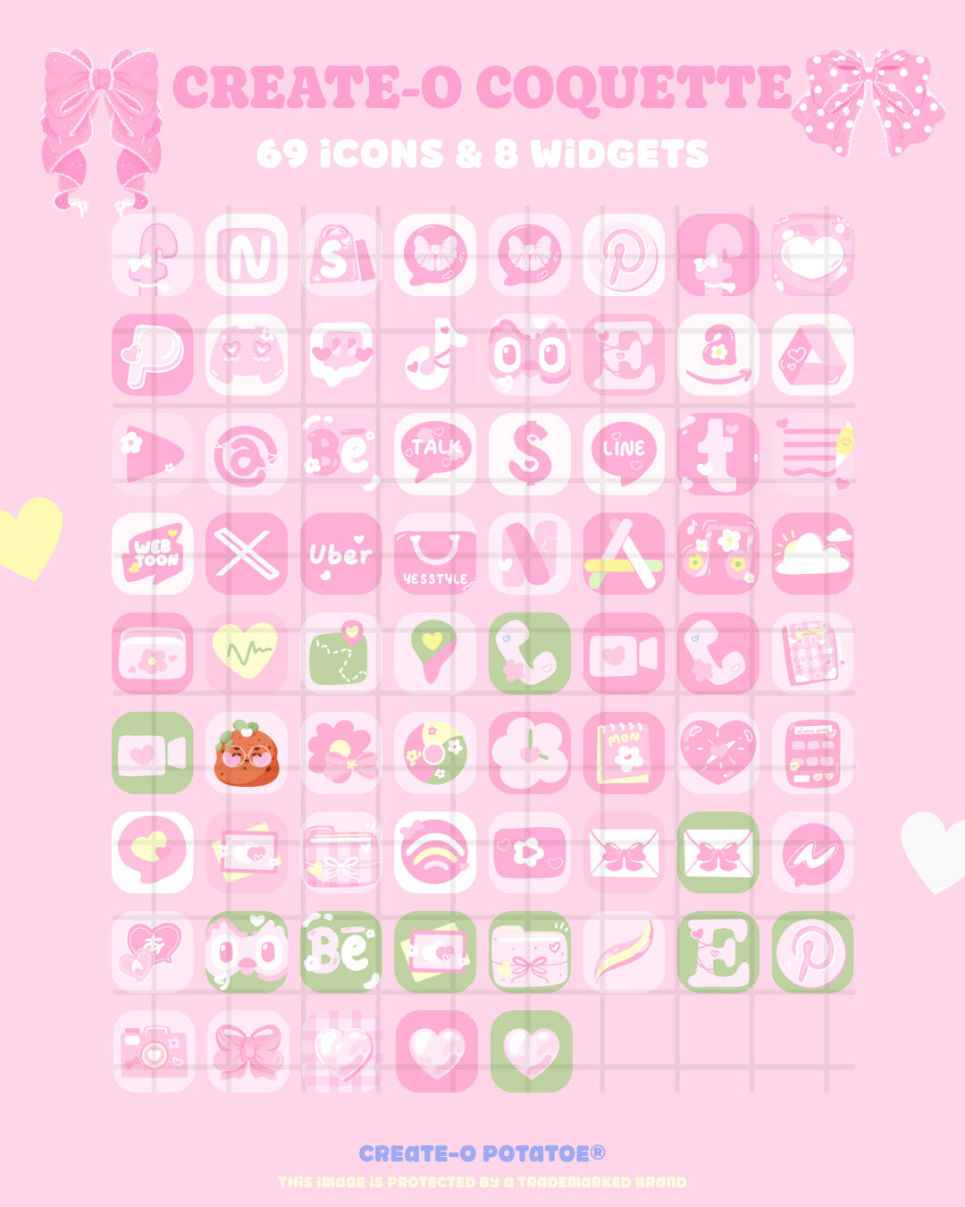 Create-O Coquette | Icons Only | iOS, iPadOS, & android theme | Digital Downloadable