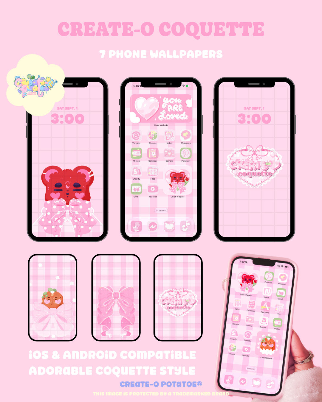 Create-O Coquette | iOS, iPadOS, & android theme | Digital Downloadable