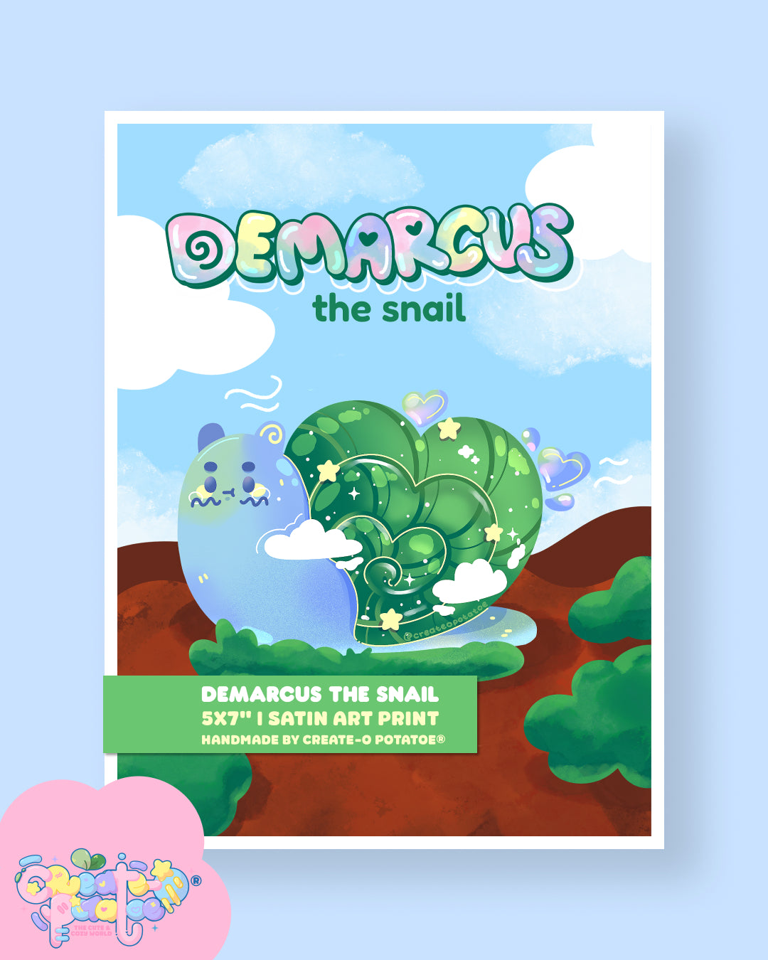 Demarcus the Snail | Satin Art Print | Office & Home Decor